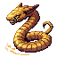 The Sandstorm Serpent, a coiled golden pixel-art serpent